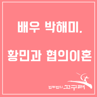  [이혼 변호사] 배우 박해미, 황민과 협의이혼 진행중..