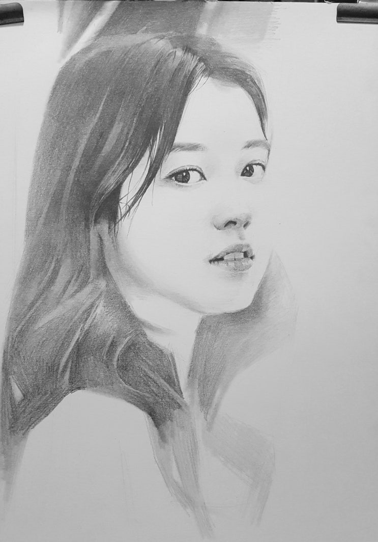  연필초상화-- 배우 노정의 그리기(형태연습/찰필작업/인상그리기)