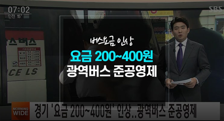  경기 버스요금 오름 200원~400원 인상 결국엔 서민들의 몫으로~