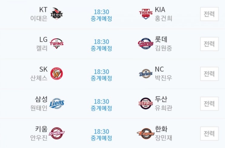 2019.05.16 KBO(프로야구) (KT 기아 | LG 롯데 | SK NC | 삼성 두산 | 키움 한화)