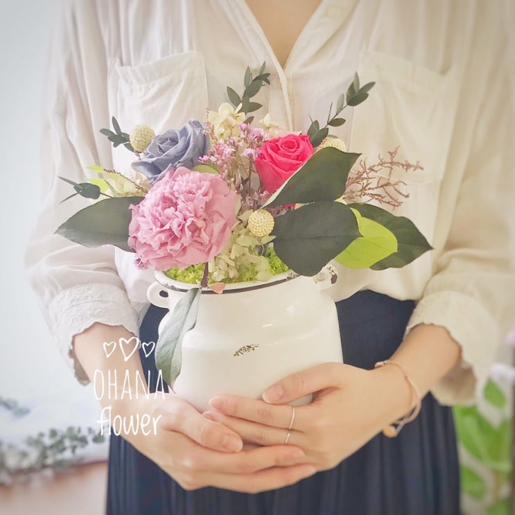  [부산프리저브드플라워] 프리저브드플라워 자격증 심화반 후기/ 작약어레인지 센터피스와 롱화기 센터피스 / 부산 수영 광안 플라워레슨 오하나플라워
