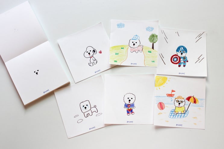  볼팥팟 신상 업데이트 / 튤립엽서, 강아지 드로잉 떡메모지 / 딸기 케이크 떡메모지