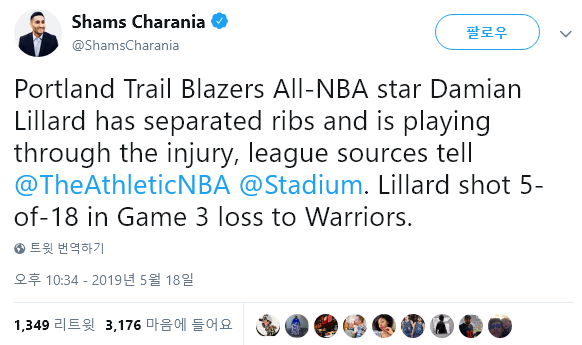 NBA 플레이오프 2019 - 데미안 릴라드는 갈비뼈 부상을 안고 뛰고 있다. & 카이리 어빙의 영입을 꺼리는 팀들