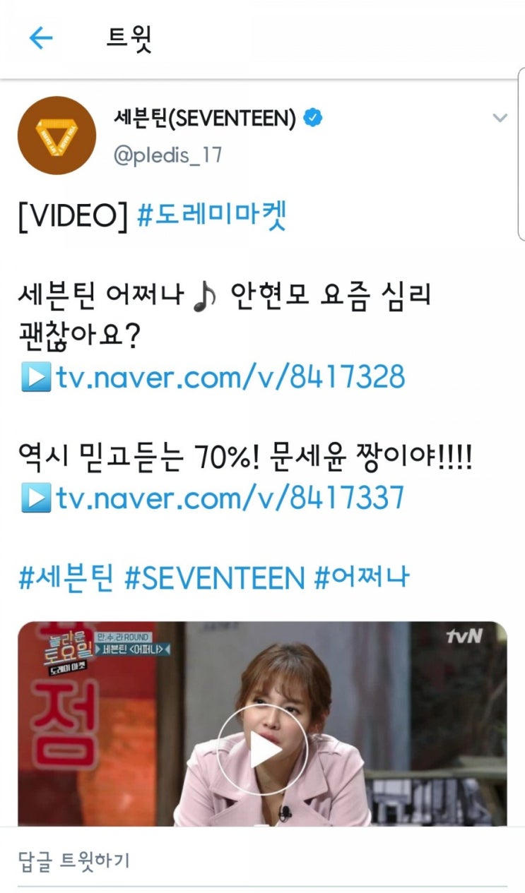  2019년 05월 18일 세븐틴 트위터 업데이트