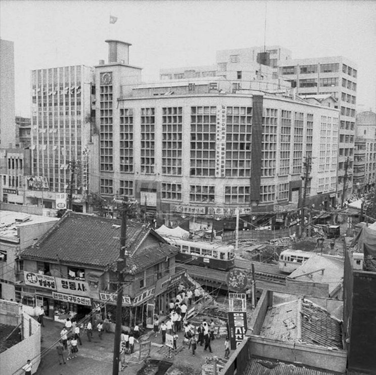  명동 지하도 공사 모습, 1966.07.14