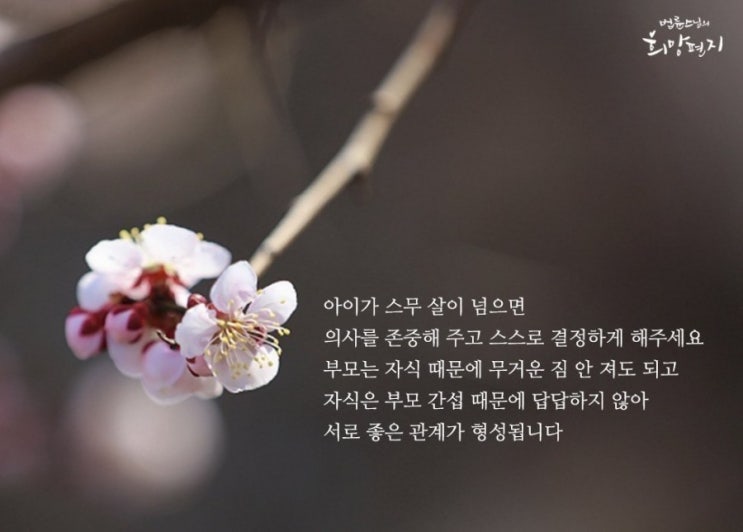  이졔 성인이 되는 딸에게보내는 편지