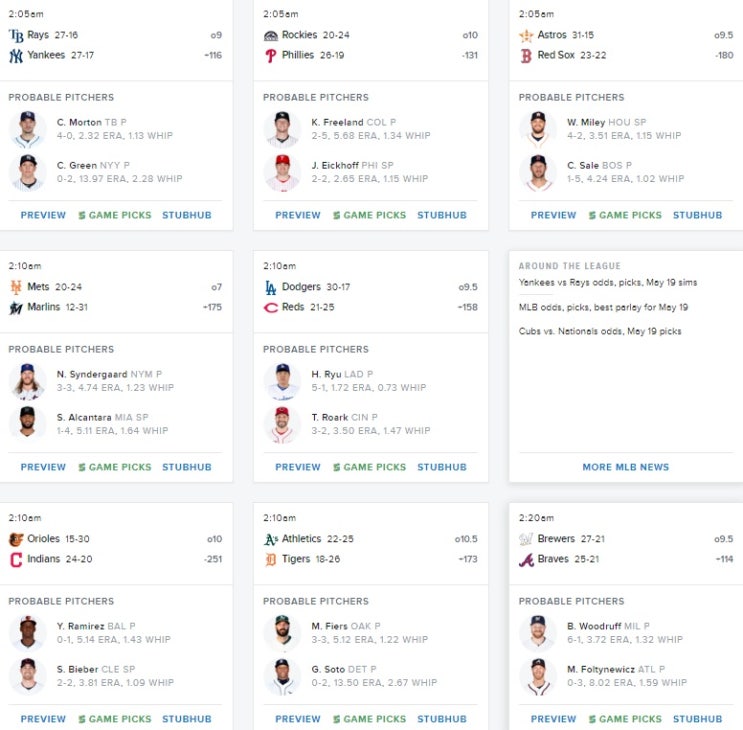  황달프의 5월20일 MLB팁