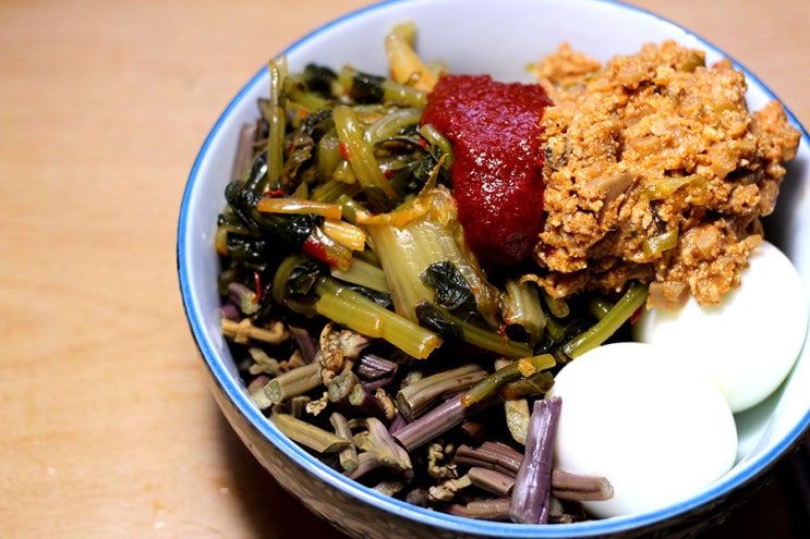  자취생밥상 - 고사리비빔밥, 실곤약 냉면, 던킨도너츠, 순대, 그린커리, 실곤약 먹는법, 혼술