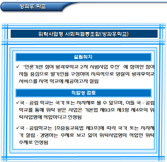 위탁사업형 및 기타 공익증진형 사회적협동조합 사례