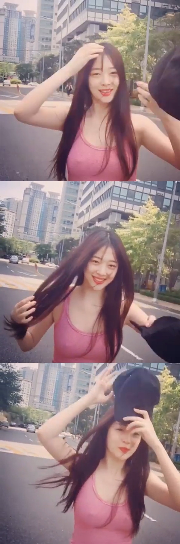  설리, ‘노브라+초밀착 민소매’ 거리 활보...여전한 소신 행보