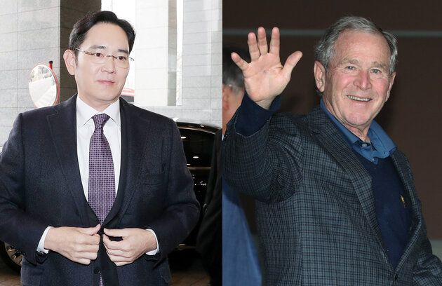  한국을 찾은 부시 전 대통령이 처음으로 만난 사람은 이재용 삼성전자 부회장이었다