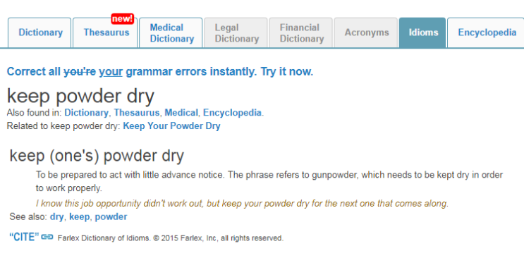  [영어표현] Keep the powder dry 외