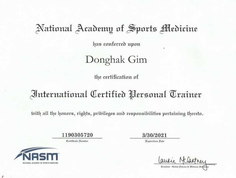광주 pt '정팀장' nasm-cpt 자격증 취득 후기!!