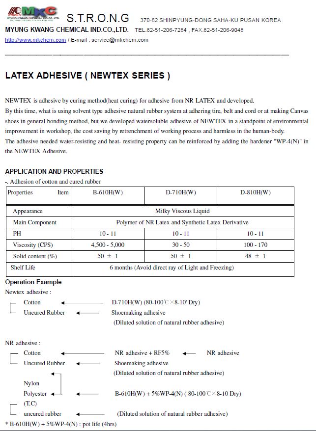 LATEX ADHESIVE ( NEWTEX SERIES )