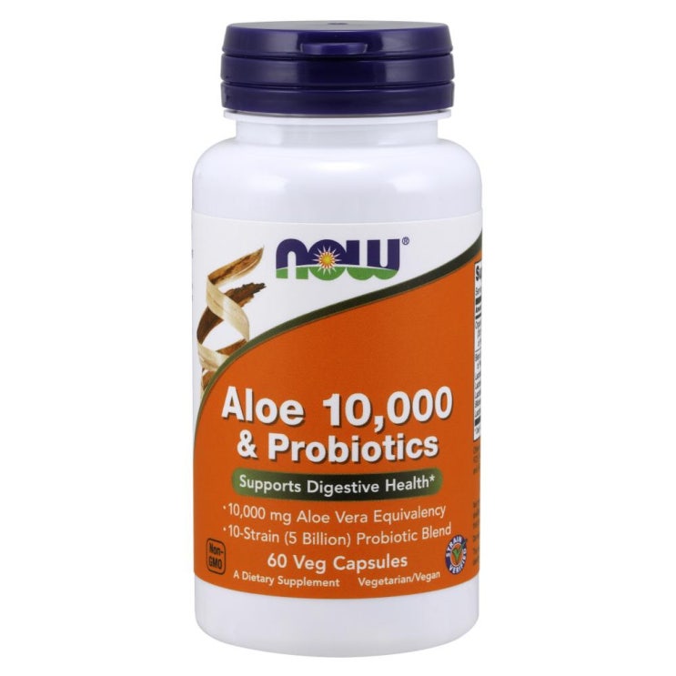  [10,360원] Now Foods 알로에 10 000 & 프로바이오틱스 베지캡슐, 60개입