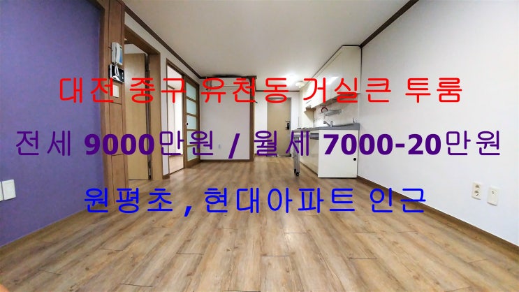  (대전 중구 유천동) 현대아파트,원평초등학교 앞에 있는 투룸이에요 ^^