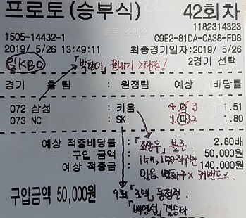  프로토 승부식42회차-일,국야 비적중