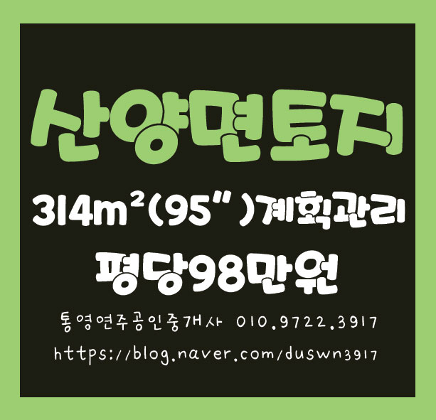  통영 토지 산양면 95평- 평당98만원