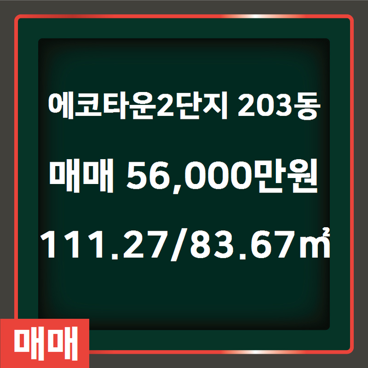 [하남시에코타운 아파트] 신장동 에코타운2단지 203동 매매 56,000만원 111.27/83.67 [에코드림공인중개사 ] 하남시에코타운아파트,하남시아파트전문,하남시주택,상가전문