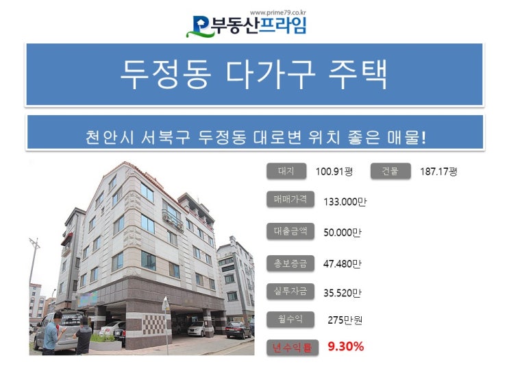  천안원룸매매-실투자3억원대!위치 좋아 임대 잘되는 두정동 다가구 주택 매매