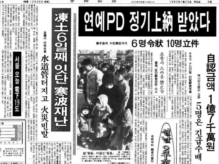  연예PD 정기상납 받았다/가수들에 수천만원까지, 1990.01.25