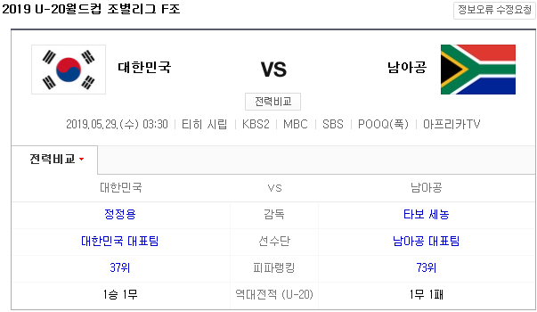  U-20 월드컵 한국-남아공