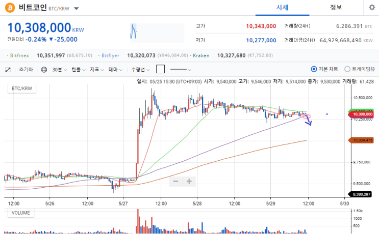 비트코인 차트 분석 19.5.29 ( +저의 투자 방법)