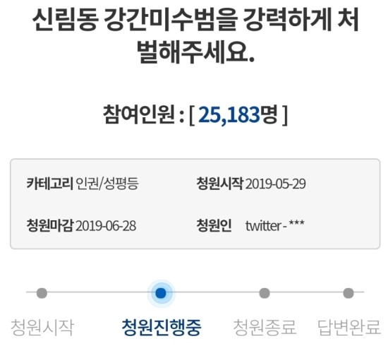  신림동 주거침입범 동영상 그리고 청원주소