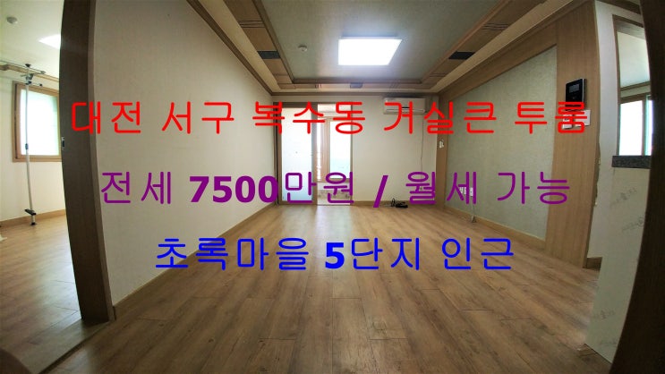  (대전 서구 복수동) 초록마을 5단지 아파트 앞 조용한 동네에 있는 큰 평수 거실큰 투룸이에요 ^^