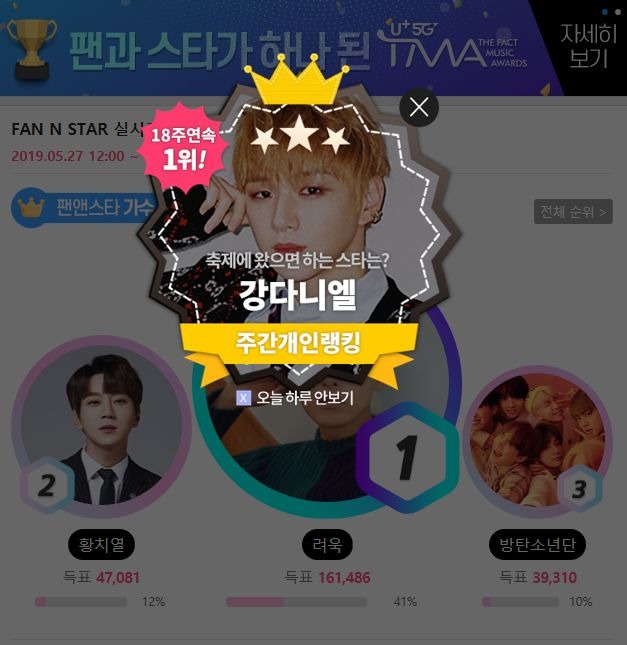 강다니엘, 축제에 왔으면 하는 스타 1위
