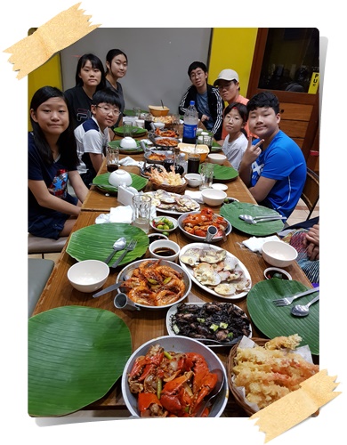  필리핀알라방조기유학 졸업축하 회식은 씨푸드로~
