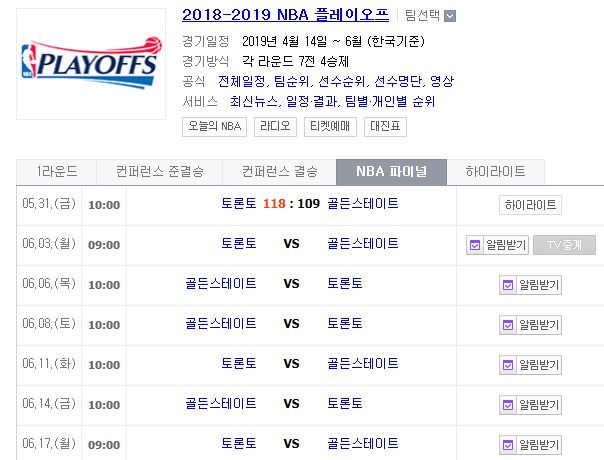2019.06.03 NBA 플레이오프 파이널 2차전 (토론토 골든스테이트) 프리뷰 2019.06.03 NBA 플레이오프 파이널 2차전 (토론토 골든스테이트) 프리뷰