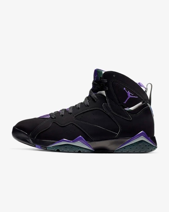  에어조던7레이앨런PE,에어조던7블랙퍼플그린,에어조던7검보녹,에어조던7,Air Jordan 7 Retro Men's Basketball Shoes Black/Fir/Dark Steel Grey/Field Purple