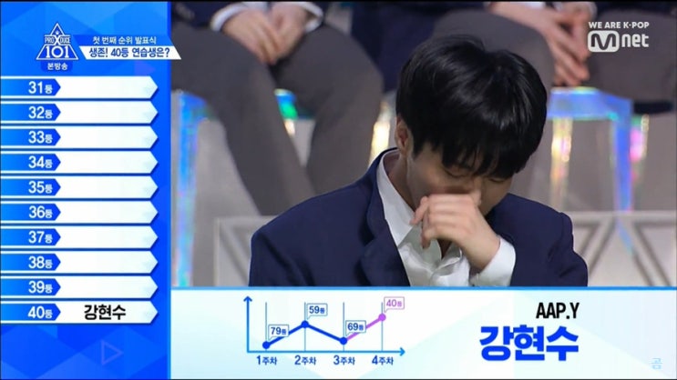 19.5.31(금)프듀X101 5화② 조커카드 40등 강현수 노력의 김현빈 &부자케미 진혁진우 승우동표