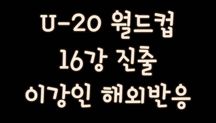  U-20 월드컵 16강 진출 이강인 해외 네티즌 반응