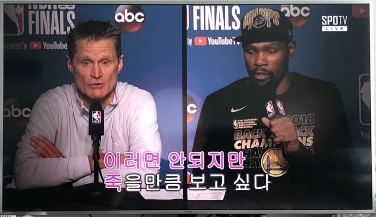  18-19 NBA 파이널 2차전 집관 끄적_ 듀란트 보고싶다 (feat.맘에드는 스포티비)/ 탐슨 햄스트링 부상 ㅠ / 골스 승, 1:1 균형맞춰짐