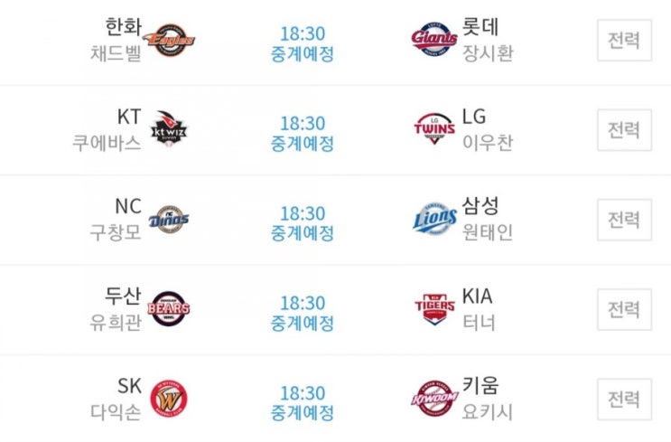 2019.06.04 KBO(프로야구) (한화 롯데 | KT LG | NC 삼성 | 두산 기아[KIA] | SK 키움)