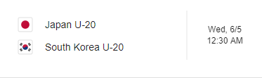  해외축구 피파U20 일본 한국(6월5일)