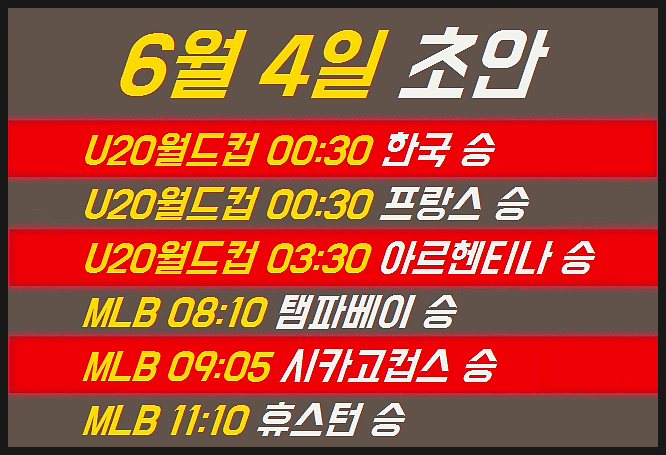  일본 한국 5일 U20 추천조합 확인