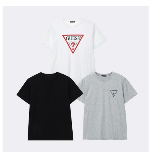  2019쿠팡핫딜최저가   게스 남성 로고 반팔 티셔츠 3종 세트   [49,000원 ]