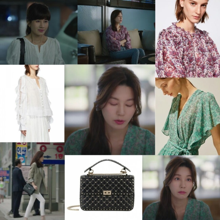  바람이분다 3회 김하늘 패션 :: 그린 플라워 프린트 원피스(베르니스), 화이트 블라우스 & 페이즐 패턴 셔츠(이자벨마랑), 가방(발렌티노)