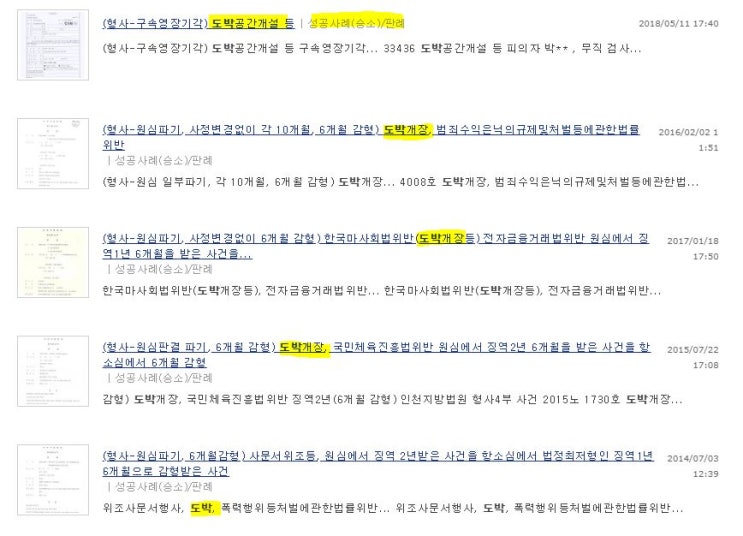  도박장개설죄, 최대 5년 이하의 징역 처벌 가능하다.