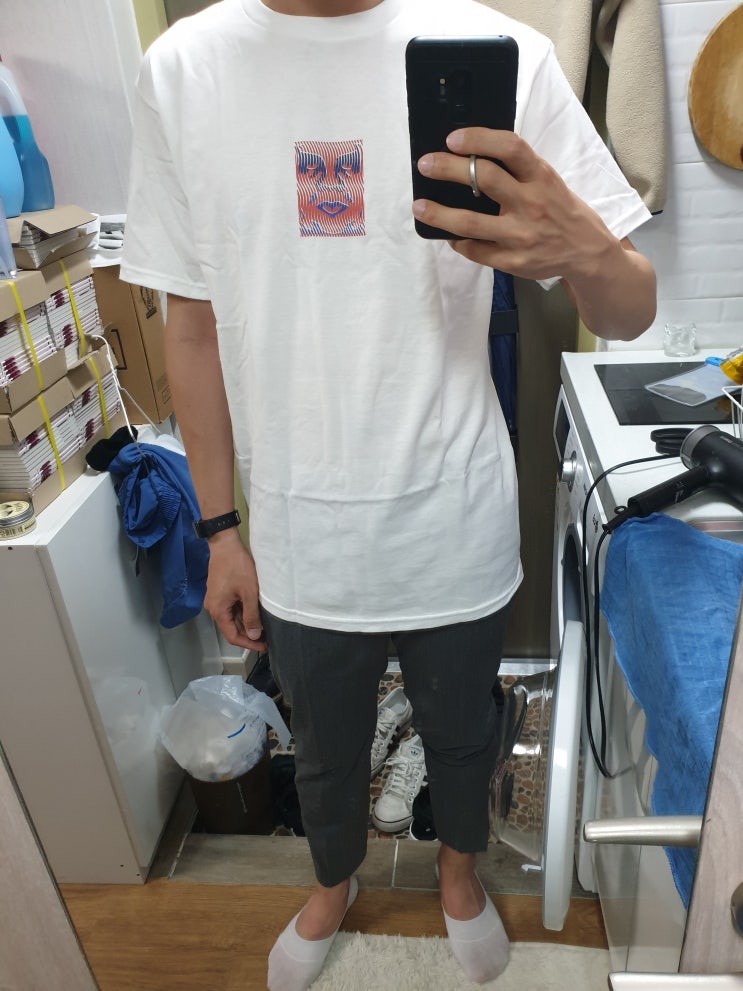 오베이 반팔 화이트 후기 (사이즈, 티셔츠, obey, 페이스)