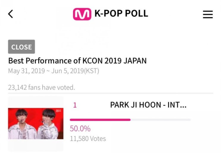  MWAVE, Best Performance of KCON 2019 JAPAN 1위
