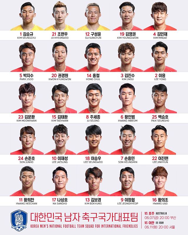  190603 ~ 190606 황의조 외 축구국가대표팀 훈련 사진 모음 * 대표팀 등번호