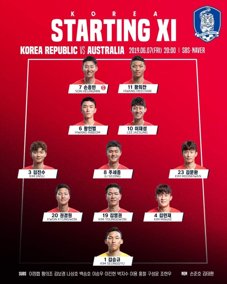  오늘 오후 8 시부터, SBS 에서 대한민국과 호주의 축구 경기가 시작됩니다.