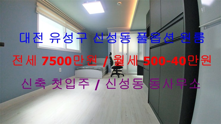  (대전 유성구 신성동) 신성동 동사무소 인근에 있는 신축 첫입주!! 전세 월세 모두 가능한 원룸이에요 ^^