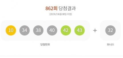 로또 862회 당첨번호?