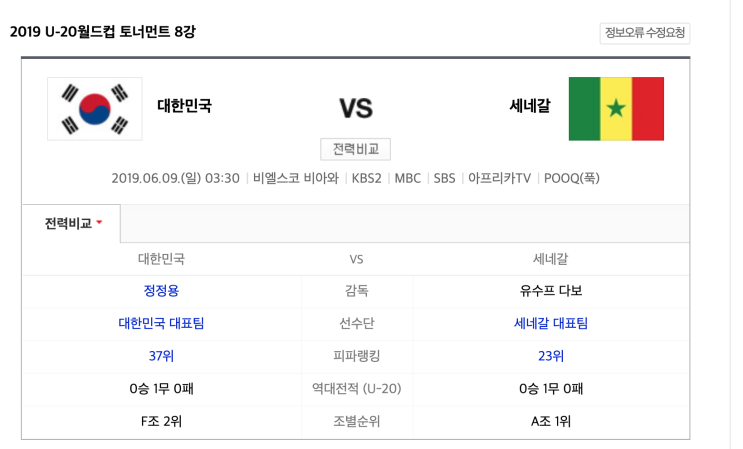 대한민국 vs 세네갈 8강전!!!