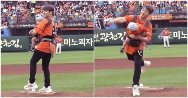  최민환, '아기띠 시구 논란' 걱정끼쳐 사과